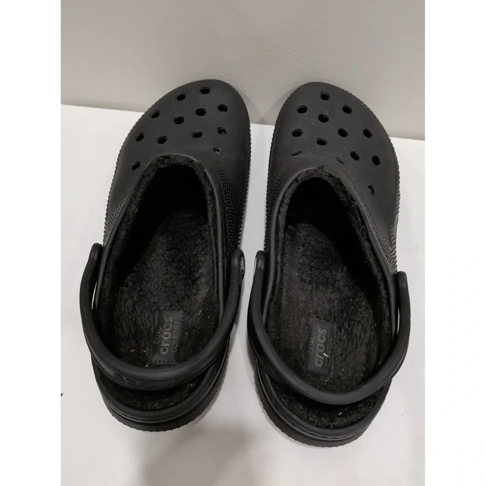 Crocs Men's DUAL COMFORT Faux Fur Lined Slides Sandals Black Men's  Sz 13
